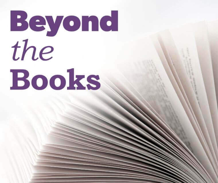 test-based logo for YCL's beyond the books author event